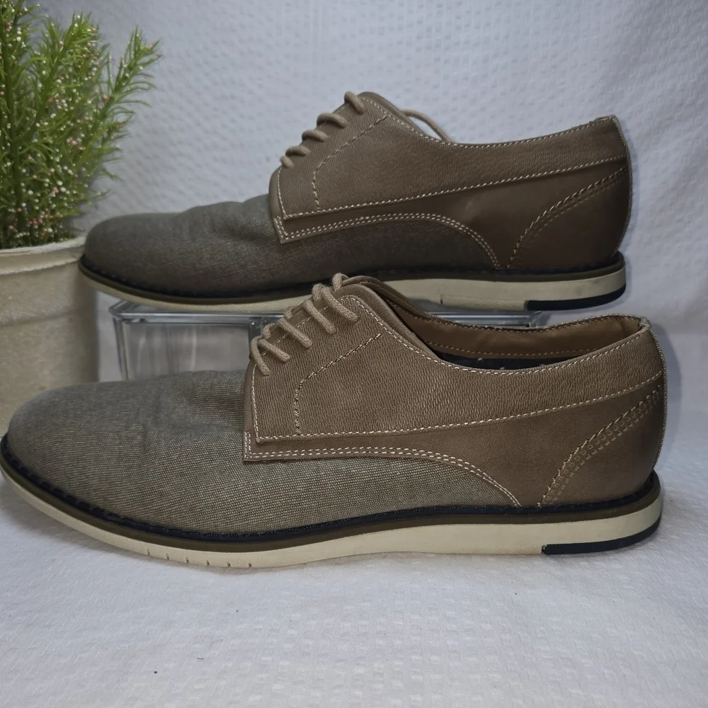 HAWKER RYE MENS ABELU CANVAS SPORT DERBY SHOE BEIGE TAN SIZE 10